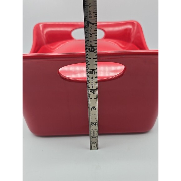 Rachael Ray 4 Quart Red Baking Dish w/ Lid Deep Square Shape Built in Handles - Picture 11 of 12